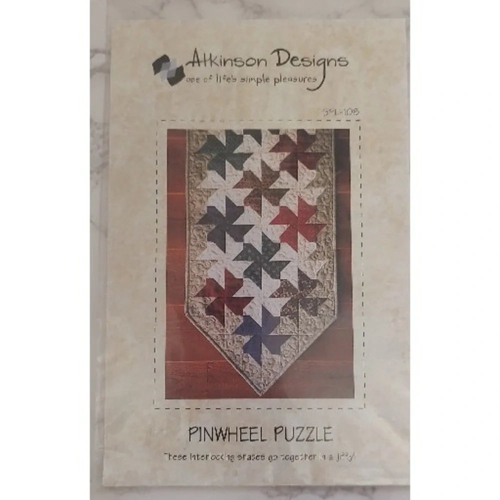 Atkinson Designs Quilt Pattern PINWHEEL PUZZLE Table Runner SPL-108 17